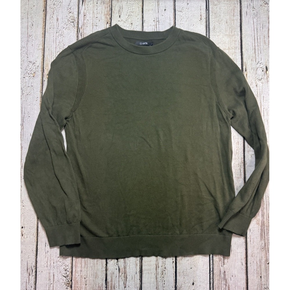 Cuts Clothing Sweater Mens XXL Dark‎ Green Crewneck Breathable L/S Cotton Knit